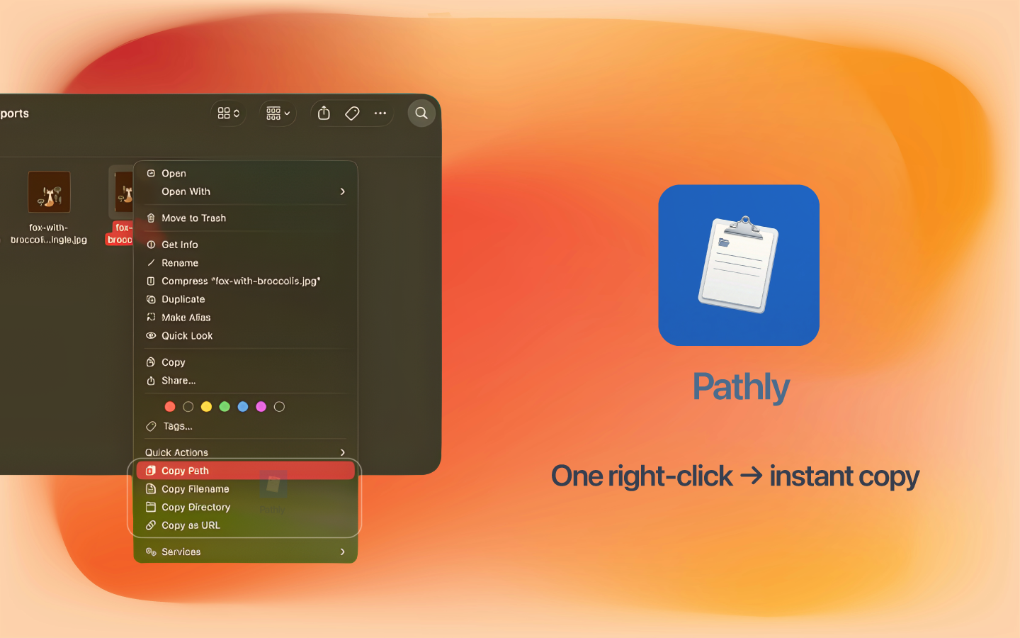 Pathly in Finder context menu