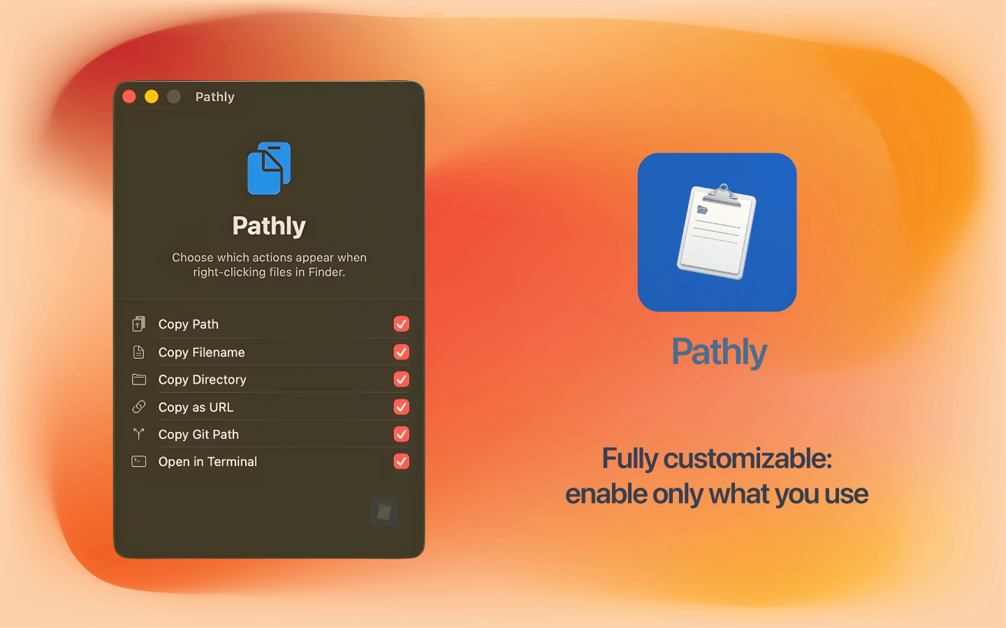 Customizable actions